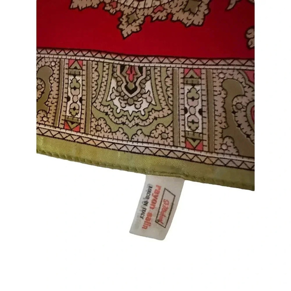 Sr Michaud Red & Gold Paisley Pattern Rayon Satin Made In Italy Table Runners - Picture 4 of 6